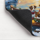 Jack Russell Terrier Weihnachtsboot Urlaub Mousepad (Ecke)