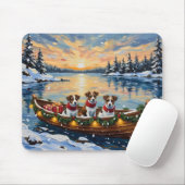 Jack Russell Terrier Weihnachtsboot Urlaub Mousepad (Mit Mouse)