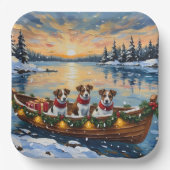 Jack Russell Terrier Weihnachtsboot Urlaub Pappteller (Vorderseite)