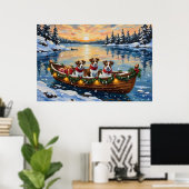 Jack Russell Terrier Weihnachtsboot Urlaub Poster (Heimbüro)
