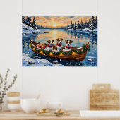 Jack Russell Terrier Weihnachtsboot Urlaub Poster (Küche)