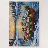 Jack Russell Terrier Weihnachtsboot Urlaub Puzzle (Vertikal)