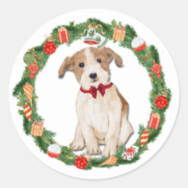 Jack Russell Terrier Weihnachtsfeier Runder Aufkleber