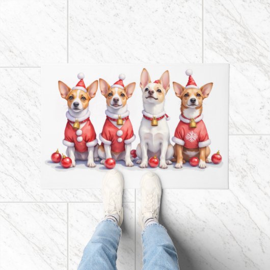 Jack Russell Terrier Weihnachtskleid Santa Hut Fußmatte (Indoor)