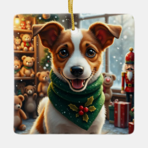 Jack Russell Terrier Weihnachtskunst Keramikornament