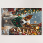 Jack Russell Terrier Weihnachtskunst Puzzle (Horizontal)