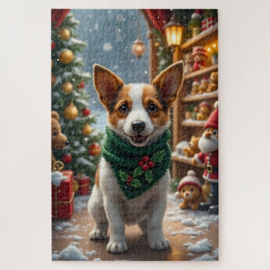 Jack Russell Terrier Weihnachtskunst Puzzle (Vertikal)