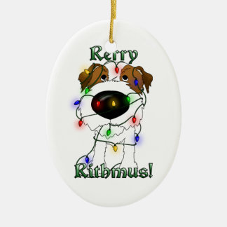 Jack-Russell-Terrier - Weihnachtslichter Keramik Ornament
