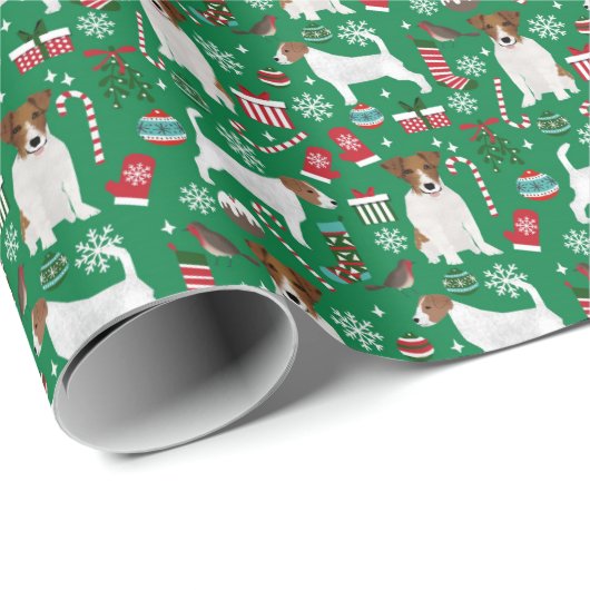 Jack Russell Terrier Weihnachtsverpackung Geschenkpapier (Rolleneckpunkt)