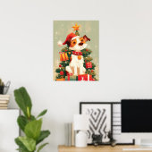 Jack Russell Terrier with Christmas Tree and Gifts Poster (Heimbüro)