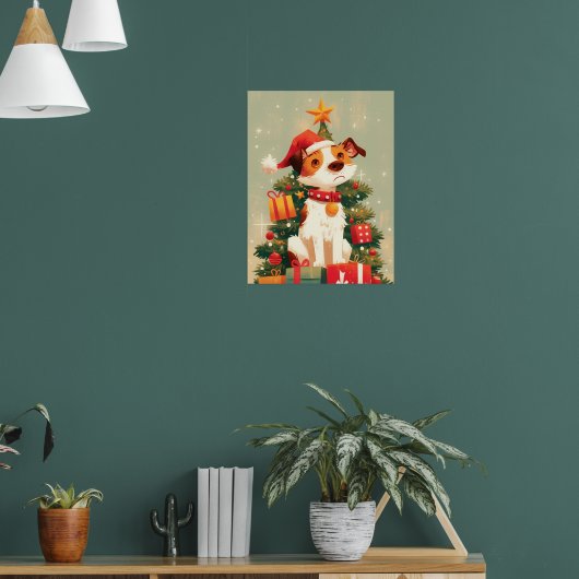 Jack Russell Terrier with Christmas Tree and Gifts Poster (Wohnzimmer 1)