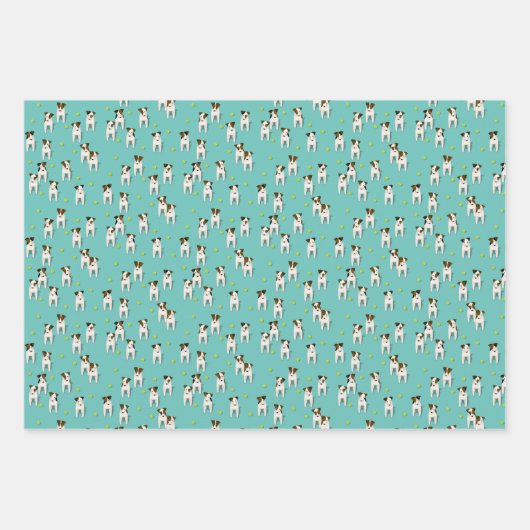Jack Russell Terriers 3 niedliche Hundemuster Geschenkpapier Set (Vorderseite 3)