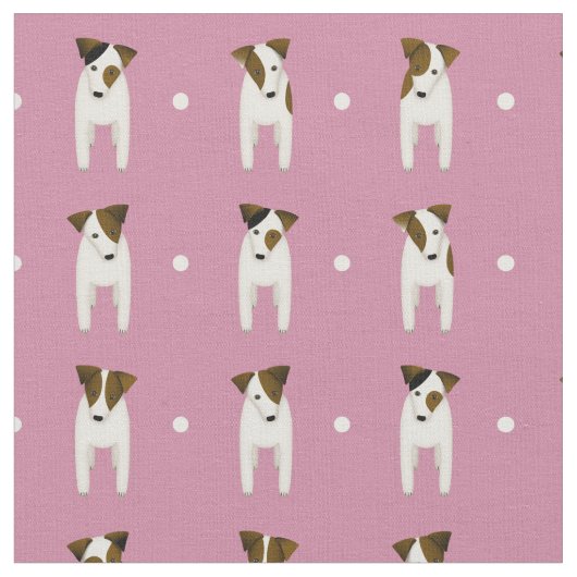 Jack Russell Terriers Button dot staubige Rose Stoff (Nahaufnahme)