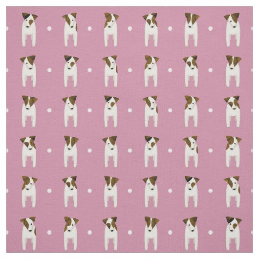 Jack Russell Terriers Button dot staubige Rose Stoff (Muster)