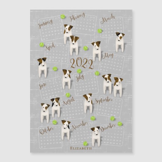 Jack Russell Terriers Dog Liebhaber 2022 Kalender Magnetkarte (Vorderseite)