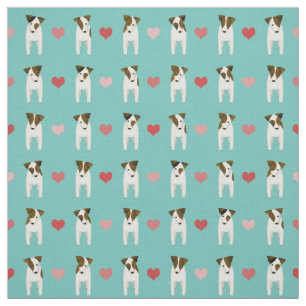 Jack Russell Terriers Herz aquamarine Farbe Stoff