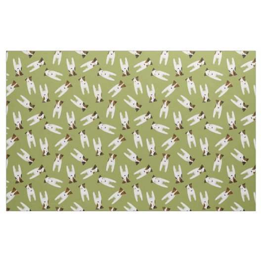 Jack Russell Terriers Muster Oliven oder andere Fa Stoff (Fat Quarter (45,7 x 55,9 cm))