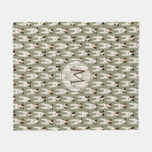 Jack Russell Terriers Mustersage mit Monogramm Fleecedecke (Vorderseite (Horizontal))