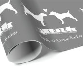 Jack Russell Terriers Wedding Couple mit Text Geschenkpapier (Rolleneckpunkt)