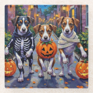 Jack Russell Trick-oder-Treating Halloween-Kostüme Glasuntersetzer
