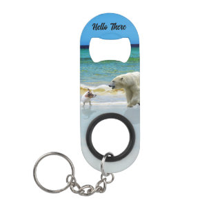 Jack Russell trifft Polar Bear, Hallo Flasche Open Mini Flaschenöffner