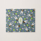 Jack Russell und Tennisbälle niedliches Hundeschem Puzzle (Horizontal)