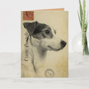 Jack Russell Vintag Postcard Dankeskarte