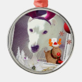 Jack-Russell-Weihnachten Silbernes Ornament (Vorne)