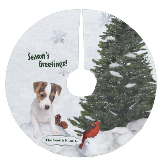 Jack-Russell-Weihnachten wünscht Baum-Rock Polyester Weihnachtsbaumdecke (Vorderseite)