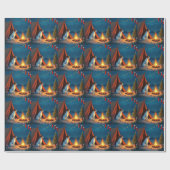 Jack Russell Weihnachts-Camping-Nacht-Malerei Geschenkpapier (Flach)