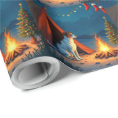 Jack Russell Weihnachts-Camping-Nacht-Malerei Geschenkpapier (Rolleneckpunkt)