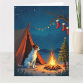 Jack Russell Weihnachts-Camping-Nacht-Malerei Karte (Vorderseite)