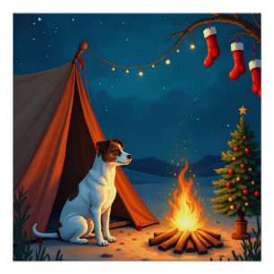 Jack Russell Weihnachts-Camping-Nacht-Malerei Poster