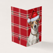 Jack Russell Weihnachtshund mit Red Holiday Karier (Vorderseite)