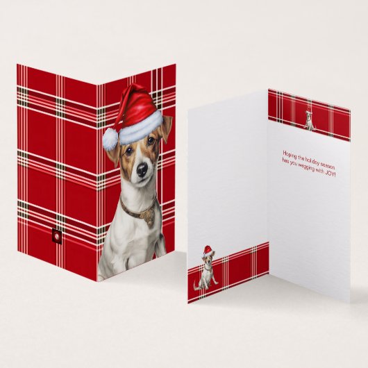 Jack Russell Weihnachtshund mit Red Holiday Karier (Innenseite und Außenseite)