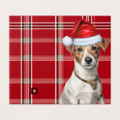 Jack Russell Weihnachtshund mit Red Holiday Karier (Außenseite Aufgefaltet)