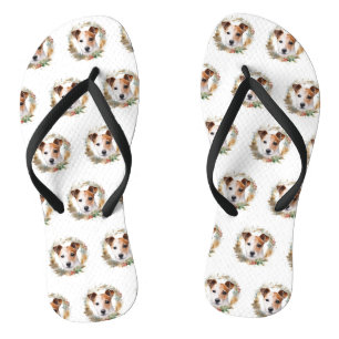 Jack Russell Weihnachtskranz Festiver Hund Badesandalen
