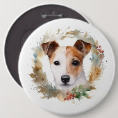 Jack Russell Weihnachtsmann Festliche Jungfrau Button (Vorne & Hinten)