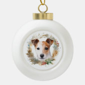 Jack Russell Weihnachtsmann Festliche Jungfrau Keramik Kugel-Ornament (Vorderseite)