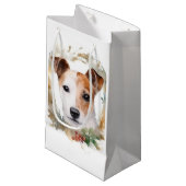 Jack Russell Weihnachtsmann Festliche Jungfrau Kleine Geschenktüte (Vorderseite Schrägansicht)