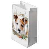 Jack Russell Weihnachtsmann Festliche Jungfrau Kleine Geschenktüte (Rückseite Schrägansicht)