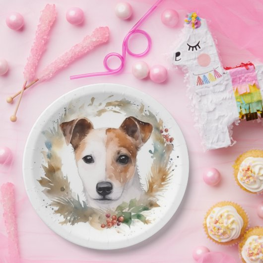 Jack Russell Weihnachtsmann Festliche Jungfrau Pappteller (Party)