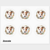 Jack Russell Weihnachtsmann Festliche Jungfrau Runder Aufkleber (Blatt)