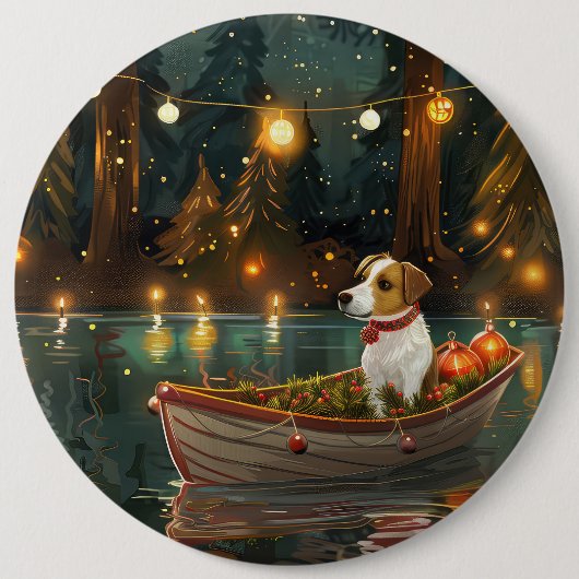 Jack Russell Weihnachtsreise Button (Vorderseite)