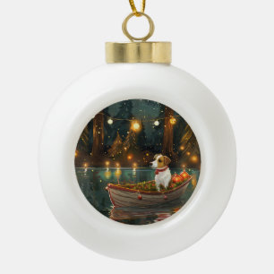 Jack Russell Weihnachtsreise Keramik Kugel-Ornament