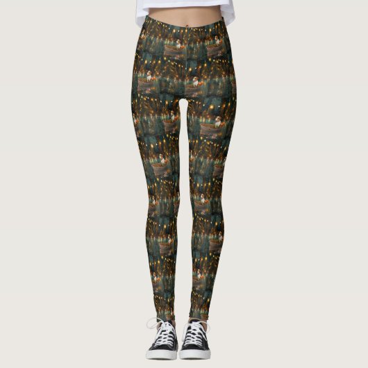Jack Russell Weihnachtsreise Leggings (Vorderseite)