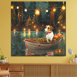 Jack Russell Weihnachtsreise Leinwanddruck