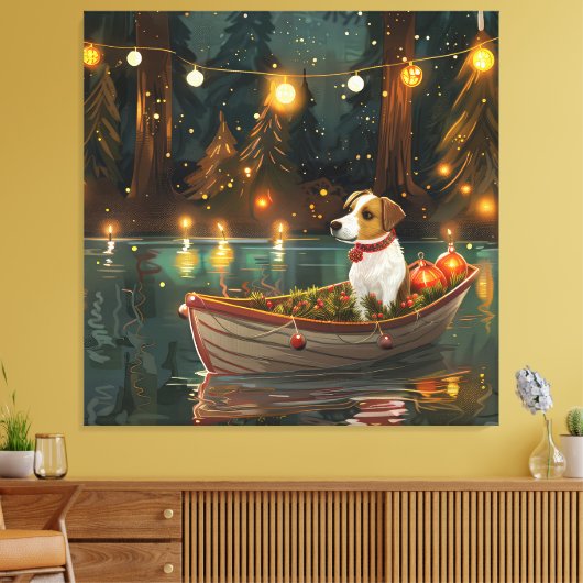 Jack Russell Weihnachtsreise Leinwanddruck (Insitu (Wohnzimmer))