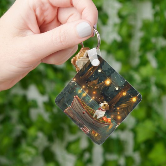 Jack Russell Weihnachtsreise Schlüsselanhänger (Hand)