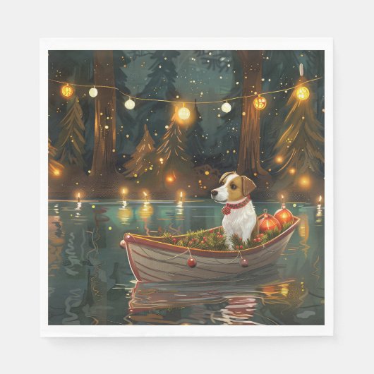 Jack Russell Weihnachtsreise Serviette (Vorderseite)